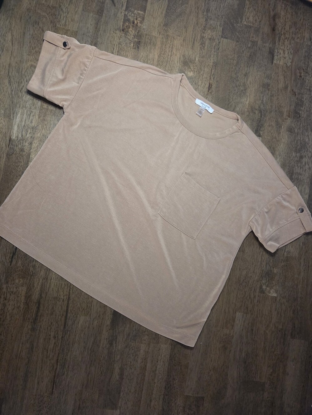 Super Soft Oversized Fit Pocket T‑Shirt in Neutral Tan